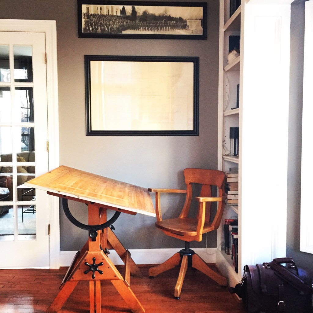 Sweet Hamilton drafting table and chair