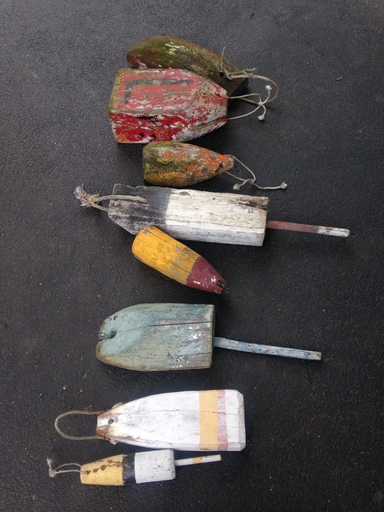 Awesome collection of large vintage buoys found at a local estate sale. Perfect for a lake house or nautical designed space -- in the shop soon!